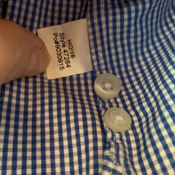 CrewCuts J Crew size 12 boy blue white tiny check pocket button down shirt EUC - Picture 7 of 8